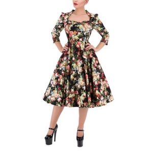 Retro Hearts & Roses Floral Sweetheart Dress